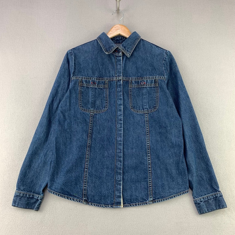 ISDA & CO Denim Snap Front Shirt Jacket Womens M-L Retro Rodeo Shacket Y2K